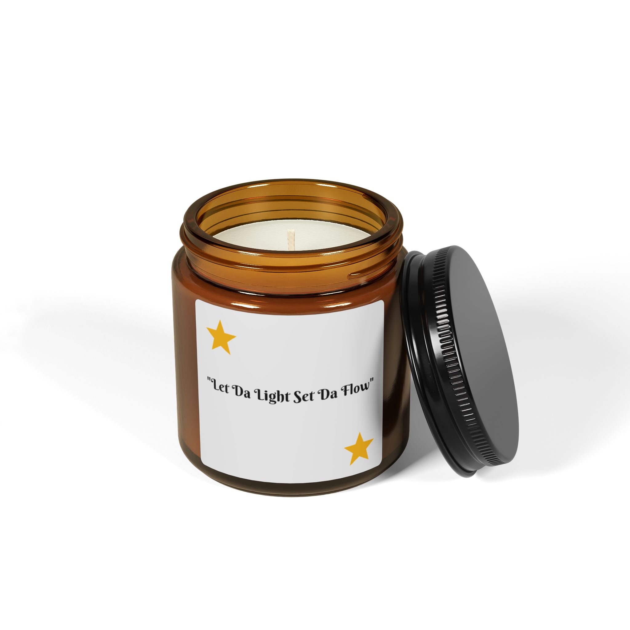 Amber Jar Soy Candle — “Let Da Light Set Da Flow” Scented Candle (Multi-Size)